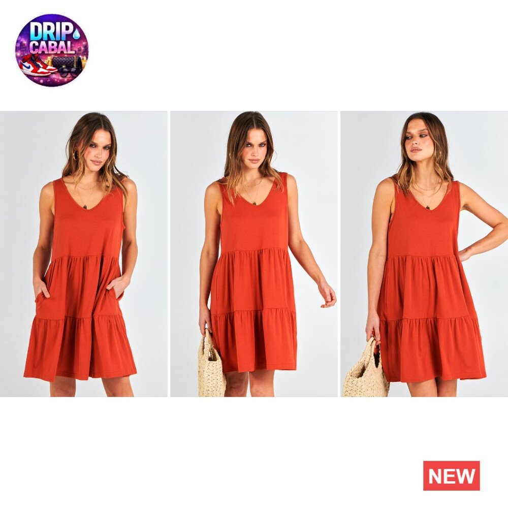 Polyester Elastane V-Neck Sleeveless Swing Mini D… - image 7